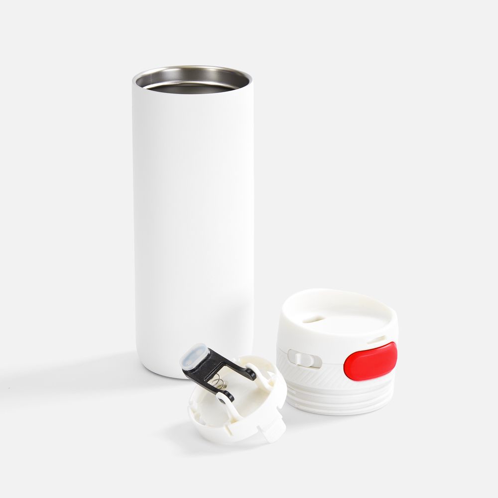 Термостакан X1 с цветной кнопкой, белый с красным / Миниатюра WWW (1000)