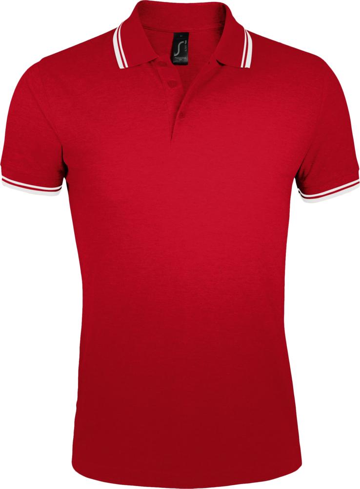 Рубашка поло мужская Pasadena Men 200 с контрастной отделкой, красная с белым / Миниатюра WWW (1000)