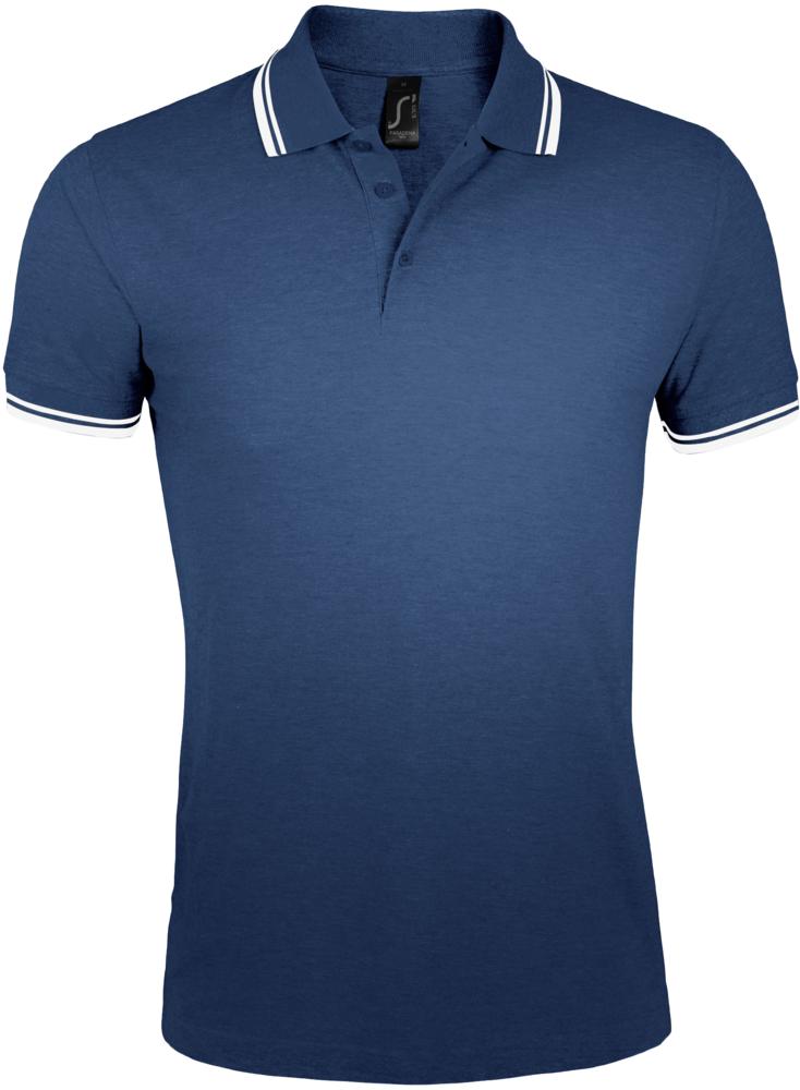 Рубашка поло мужская Pasadena Men 200 с контрастной отделкой, темно-синяя с белым / Миниатюра WWW (1000)