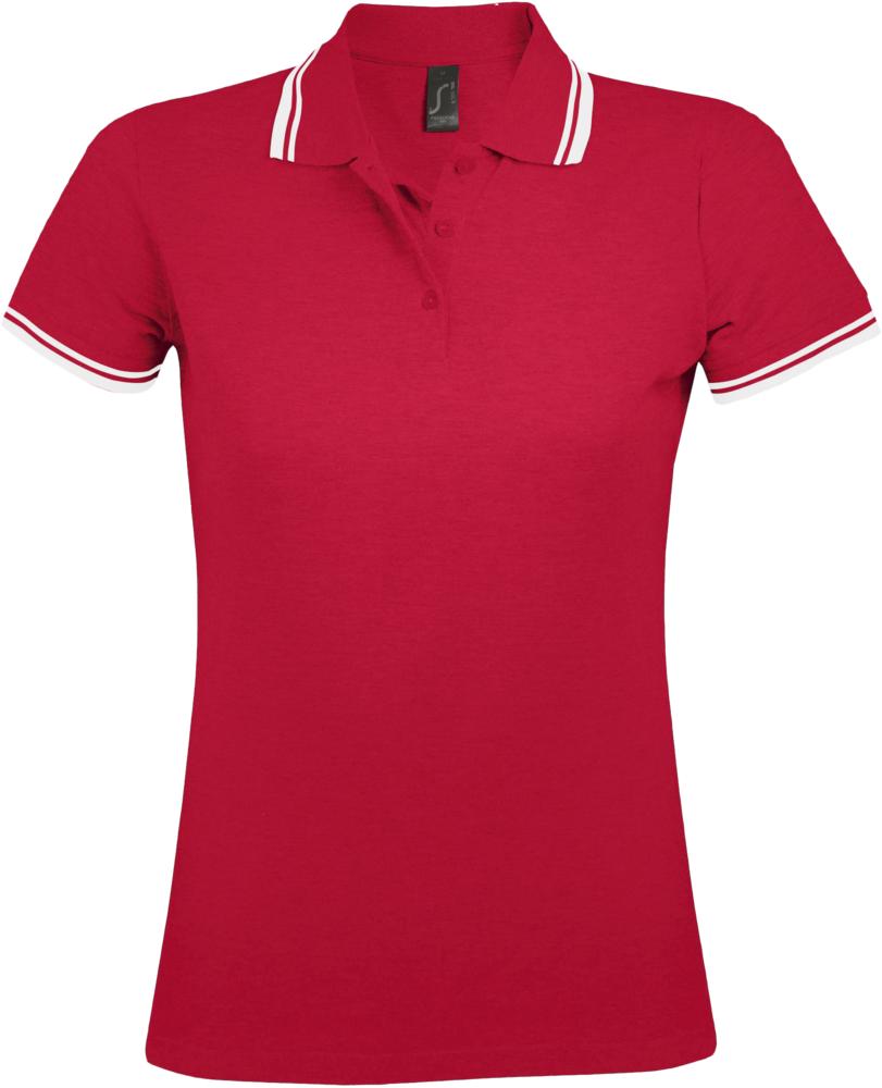 Рубашка поло женская Pasadena Women 200 с контрастной отделкой, красная с белым / Миниатюра WWW (1000)