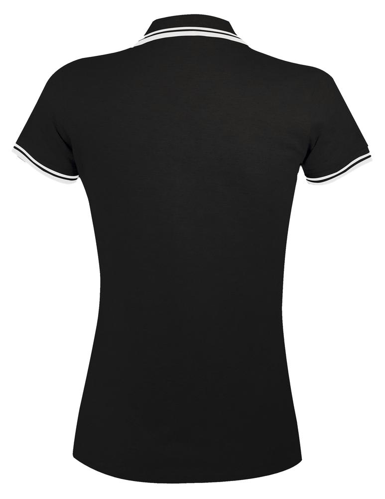 Рубашка поло женская Pasadena Women 200 с контрастной отделкой, черная с белым / Миниатюра WWW (1000)