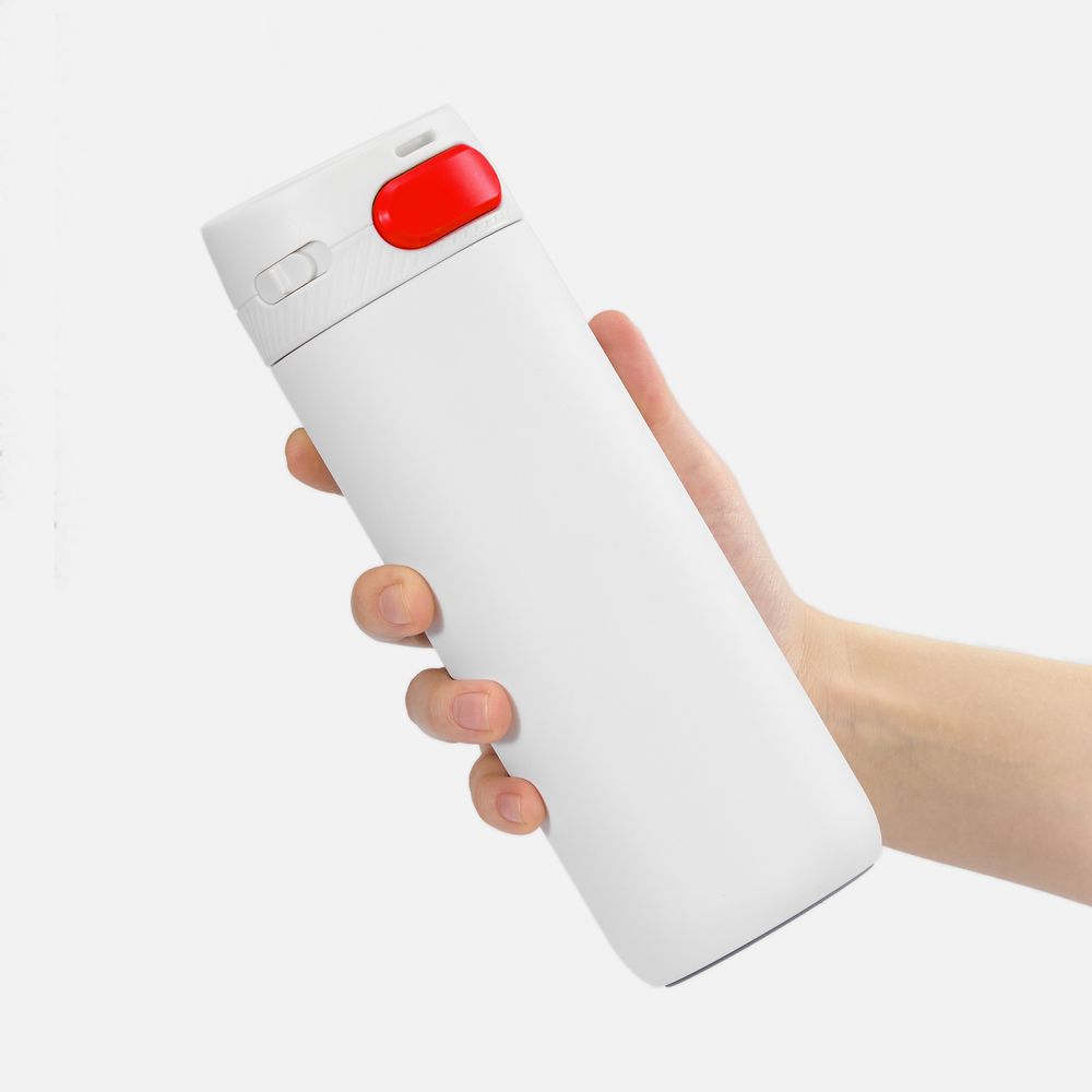 Термостакан X1 с цветной кнопкой, белый с красным / Миниатюра WWW (1000)