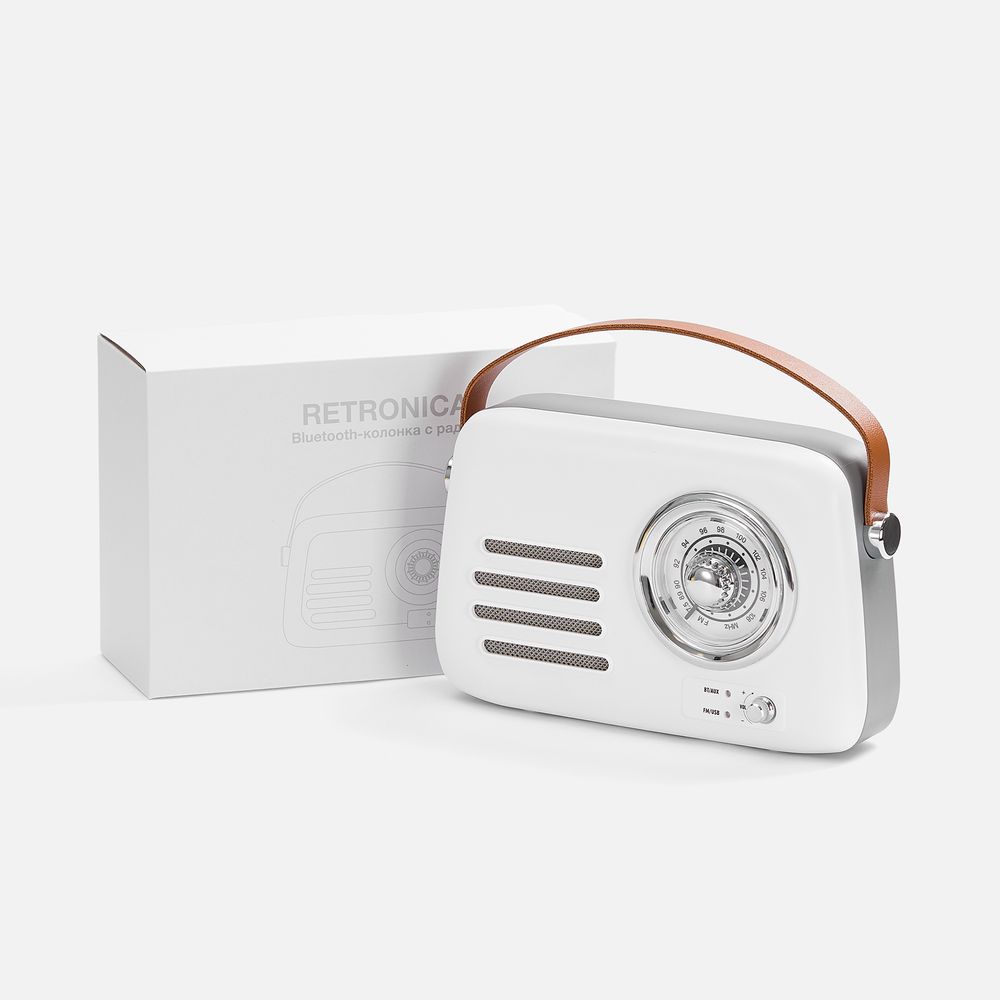 Bluetooth-колонка с радио Retronica, белая / Миниатюра WWW (1000)