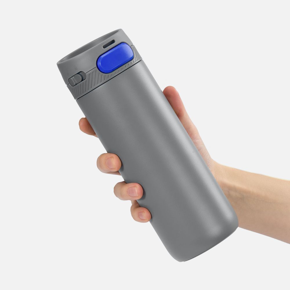 Термостакан X1 с цветной кнопкой, серый с синим / Миниатюра WWW (1000)