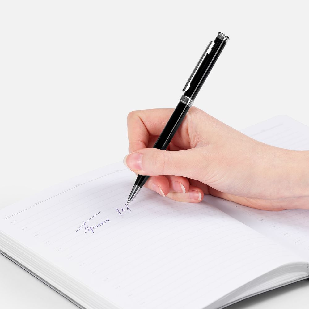 Ручка шариковая Finn Chrome, черная / Миниатюра WWW (1000)