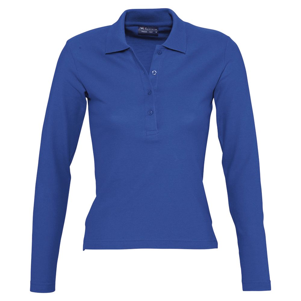 Рубашка поло женская с длинным рукавом Podium 210 ярко-синяя / Миниатюра WWW (1000)