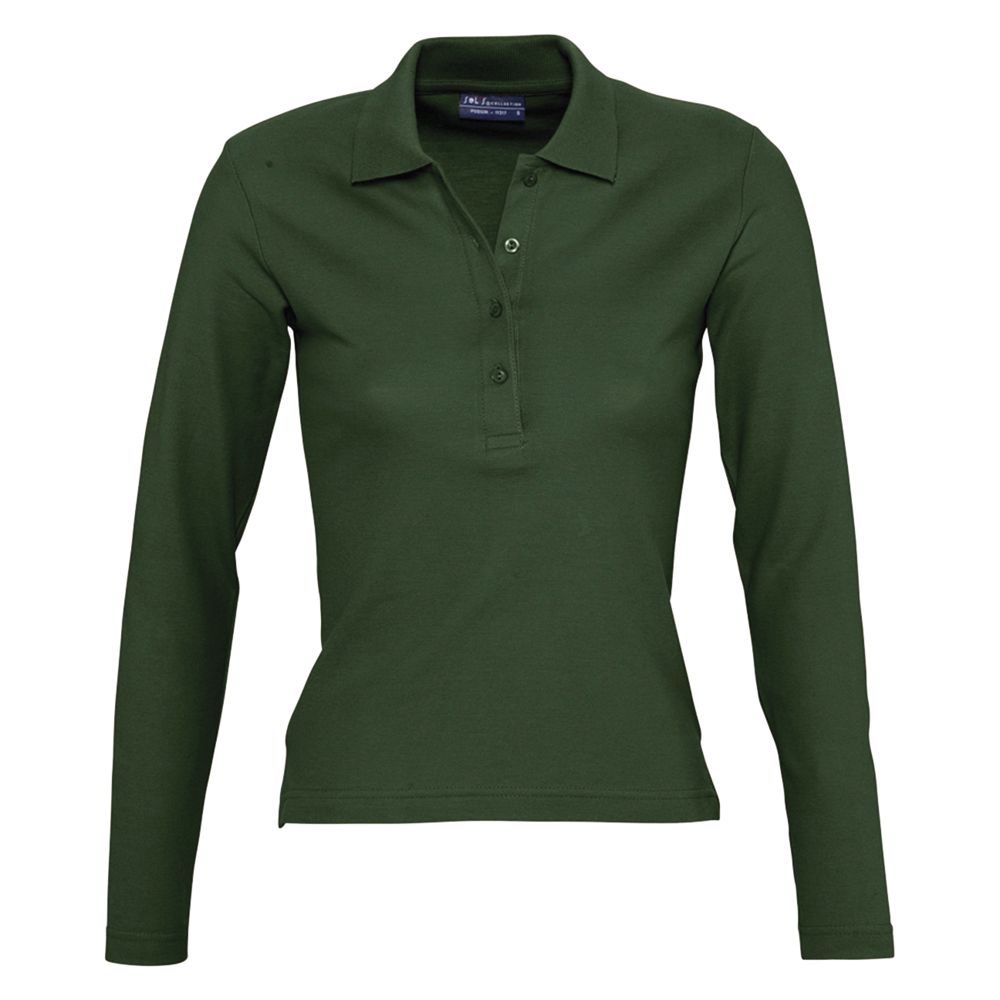 Рубашка поло женская с длинным рукавом Podium 210 темно-зеленая / Миниатюра WWW (1000)