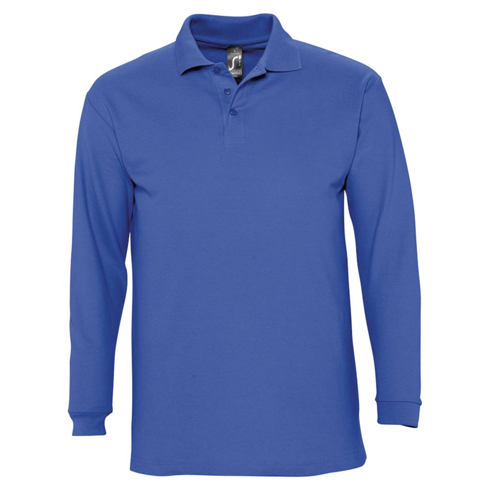 Рубашка поло мужская с длинным рукавом Winter II 210 ярко-синяя / Миниатюра WWW (1000)