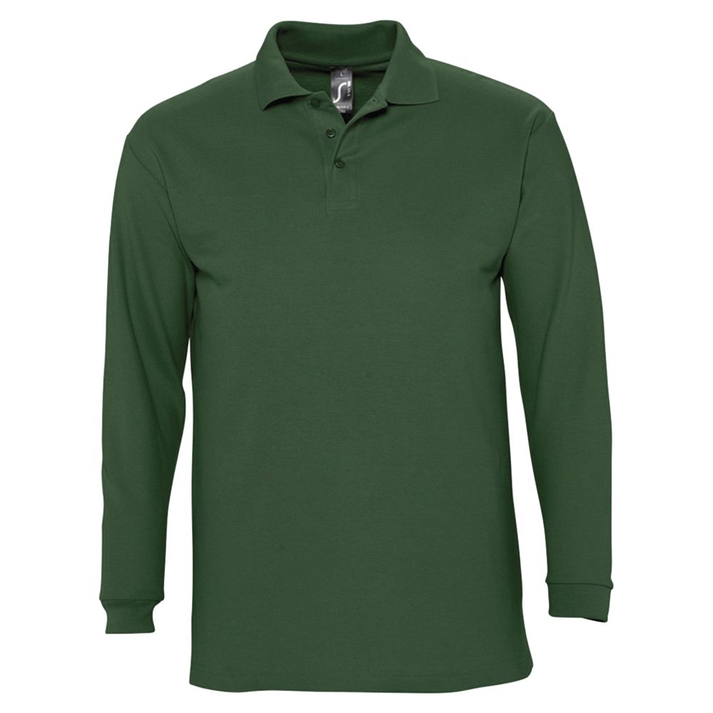 Рубашка поло мужская с длинным рукавом Winter II 210 темно-зеленая / Миниатюра WWW (1000)