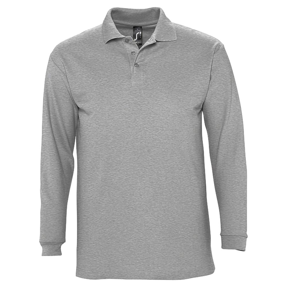 Рубашка поло мужская с длинным рукавом Winter II 210 серый меланж / Миниатюра WWW (1000)