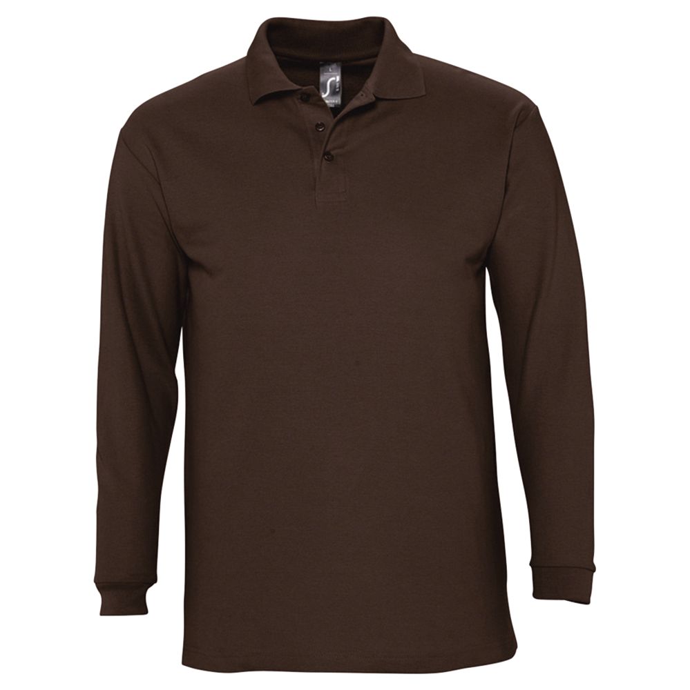 Рубашка поло мужская с длинным рукавом Winter II 210 шоколадно-коричневая / Миниатюра WWW (1000)