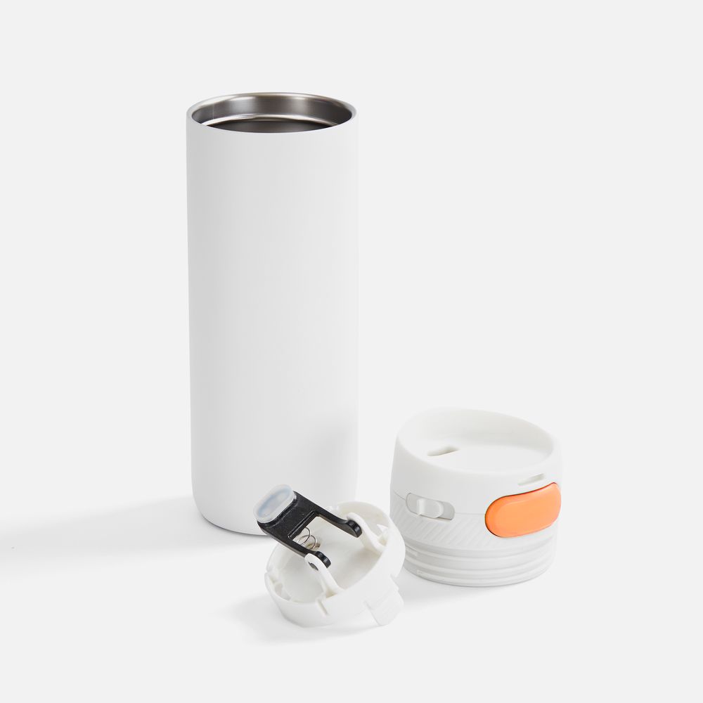 Термостакан X1 с цветной кнопкой, белый с оранжевым / Миниатюра WWW (1000)