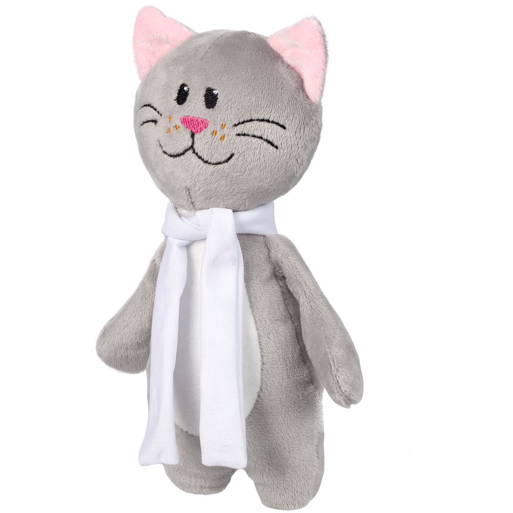 Мягкая игрушка Beastie Toys, котик с белым шарфом / Миниатюра WWW (1000)