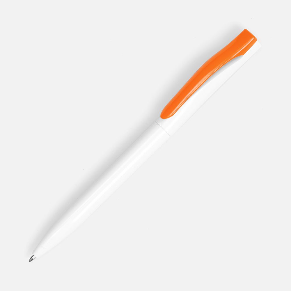Ручка шариковая Pin, белая с оранжевым / Миниатюра WWW (1000)