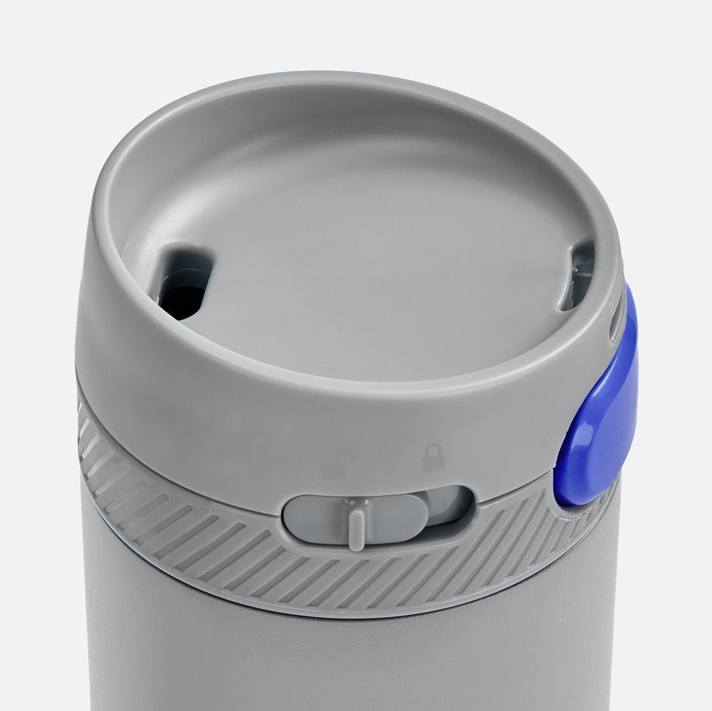 Термостакан X1 с цветной кнопкой, серый с синим / Миниатюра WWW (1000)