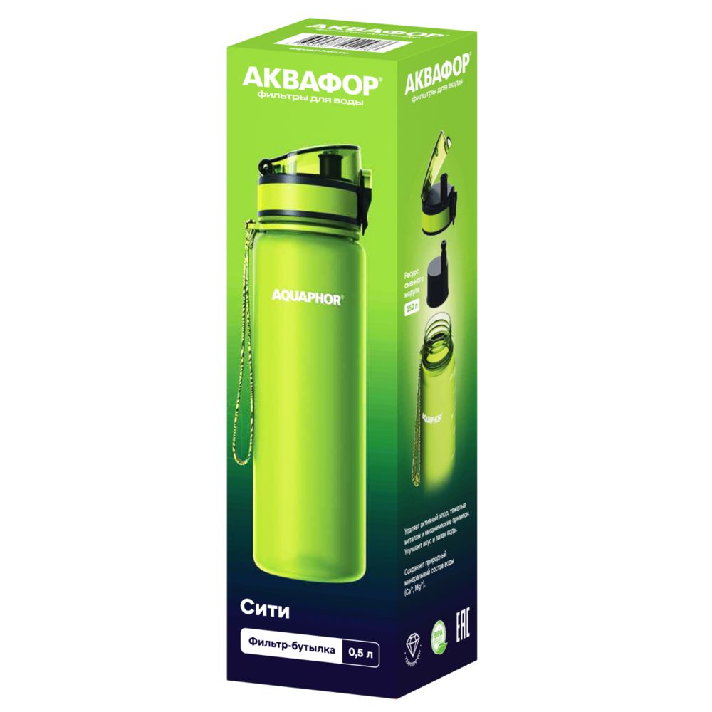 Бутылка с фильтром «Аквафор Сити», зеленое яблоко / Миниатюра WWW (1000)
