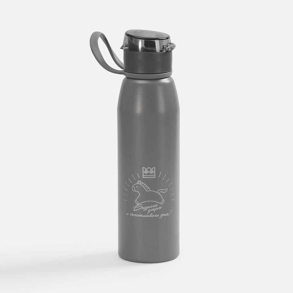Бутылка для воды Billy Gym, матовая серая / Миниатюра нанесения (1000)