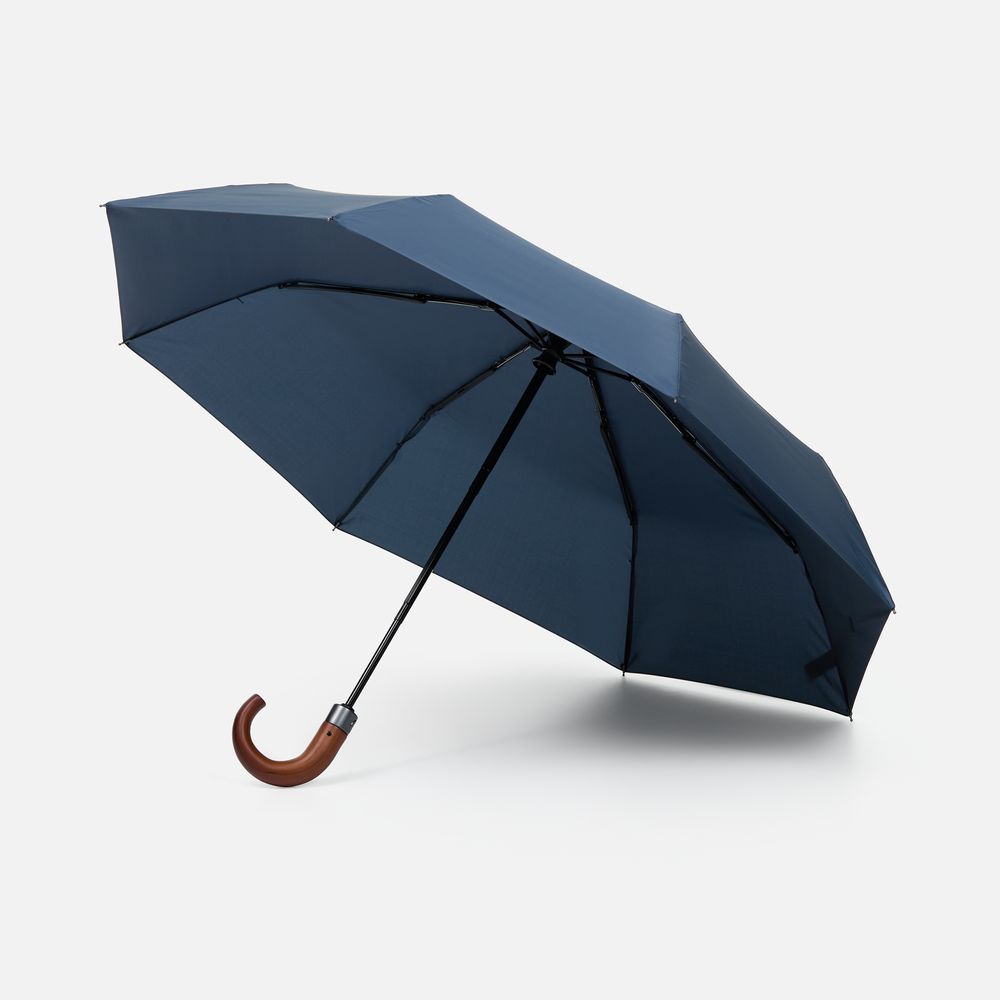 Зонт складной Classic, темно-синий с темной ручкой / Миниатюра WWW (1000)