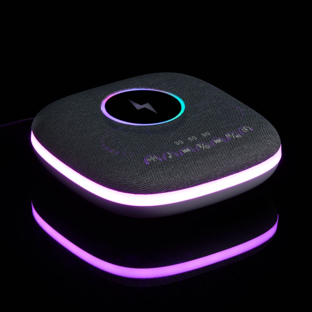 Bluetooth колонка с беспроводной зарядкой и подсветкой Terrafonic, серая / Миниатюра WWW (1000)
