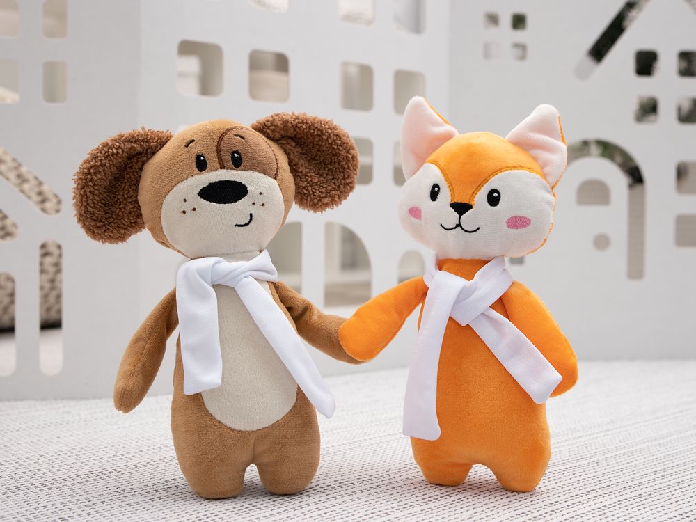 Мягкая игрушка Beastie Toys, собачка с белым шарфом / Миниатюра WWW (1000)
