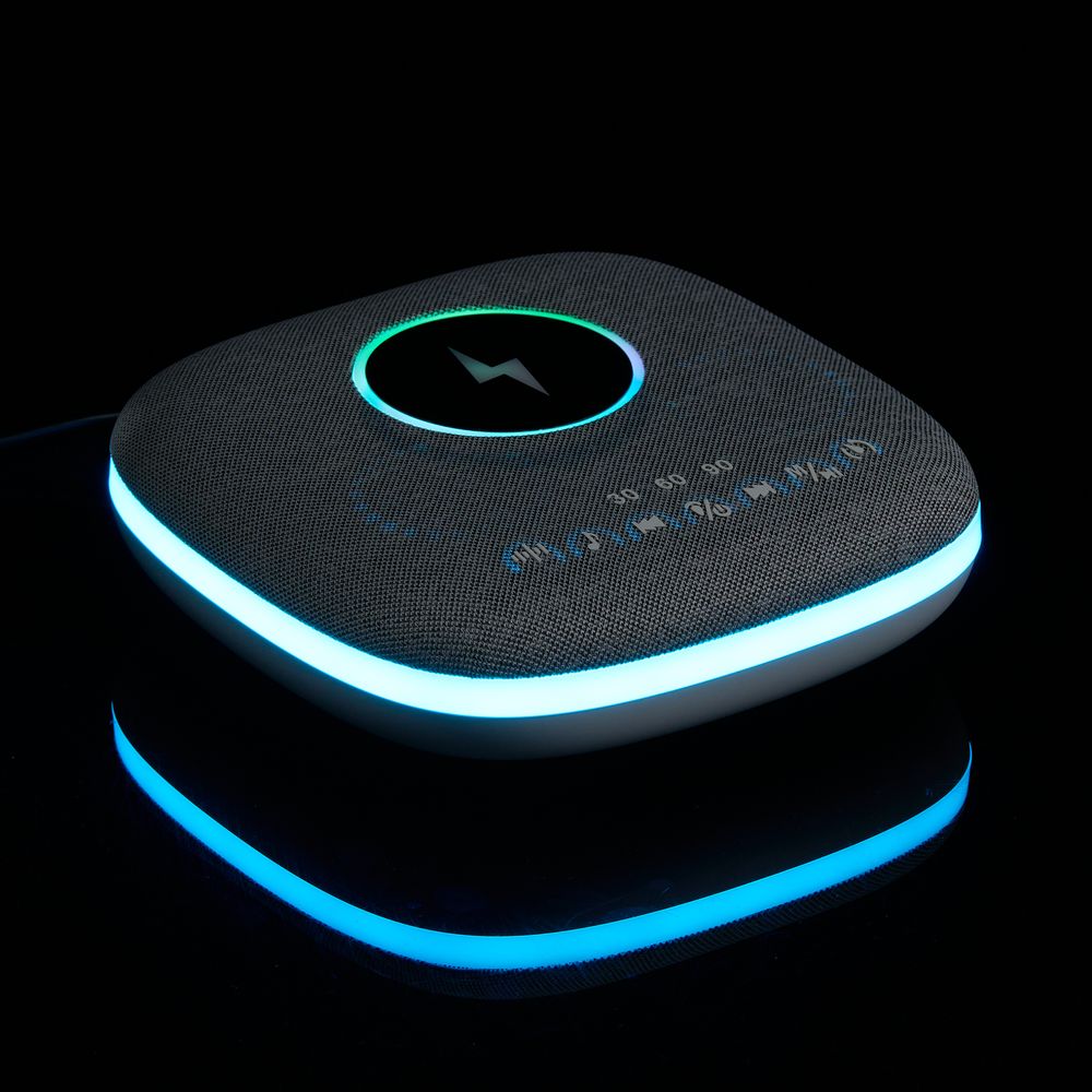 Bluetooth колонка с беспроводной зарядкой и подсветкой Terrafonic, серая / Миниатюра WWW (1000)