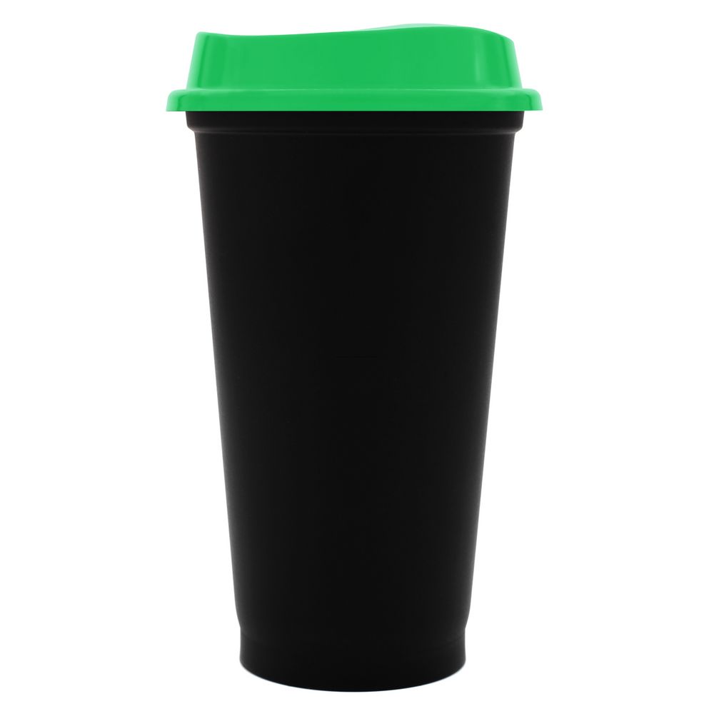 Стакан с крышкой Color Cap Black, черный с зеленым / Миниатюра WWW (1000)