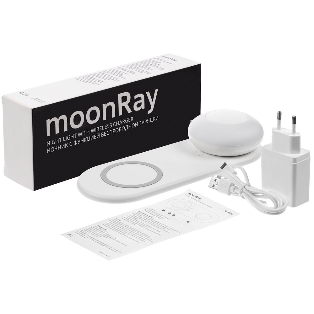 Ночник с функцией беспроводной зарядки moonRay, белый / Миниатюра WWW (1000)