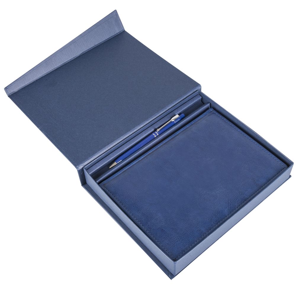 Коробка Duo под ежедневник и ручку, синяя / Миниатюра WWW (1000)