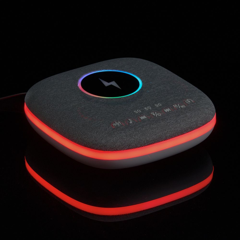 Bluetooth колонка с беспроводной зарядкой и подсветкой Terrafonic, серая / Миниатюра WWW (1000)
