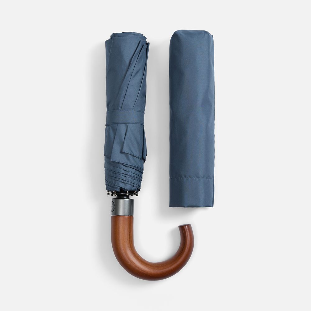 Зонт складной Classic, темно-синий с темной ручкой / Миниатюра WWW (1000)