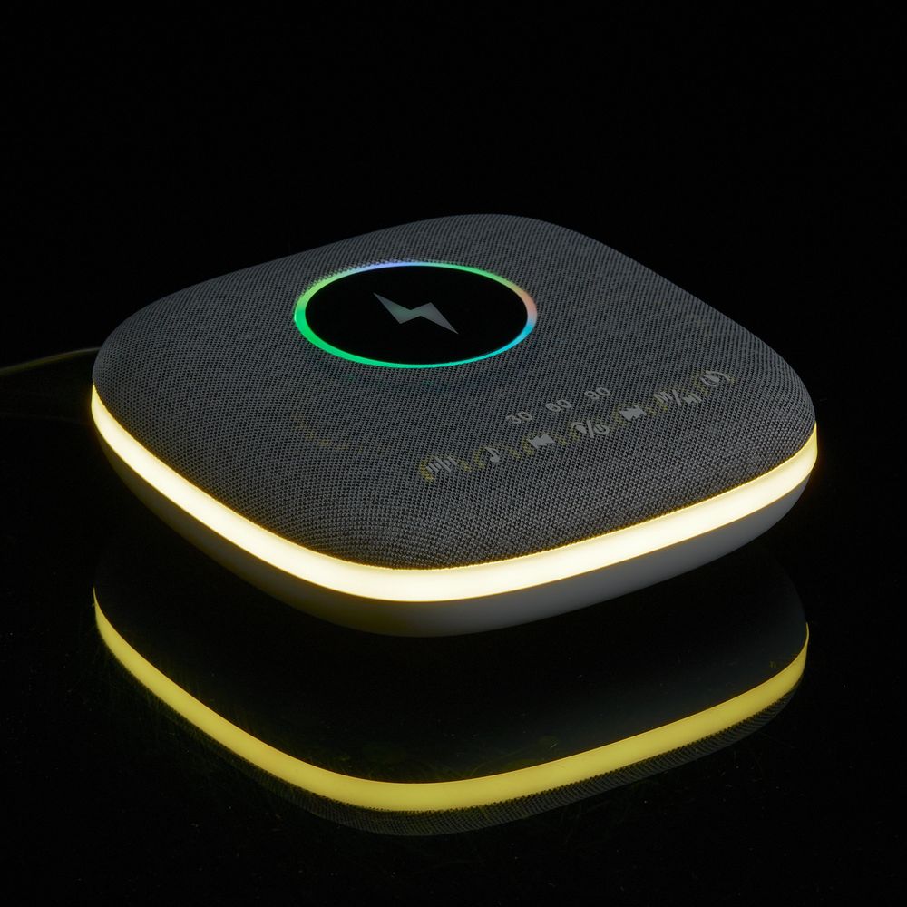 Bluetooth колонка с беспроводной зарядкой и подсветкой Terrafonic, серая / Миниатюра WWW (1000)