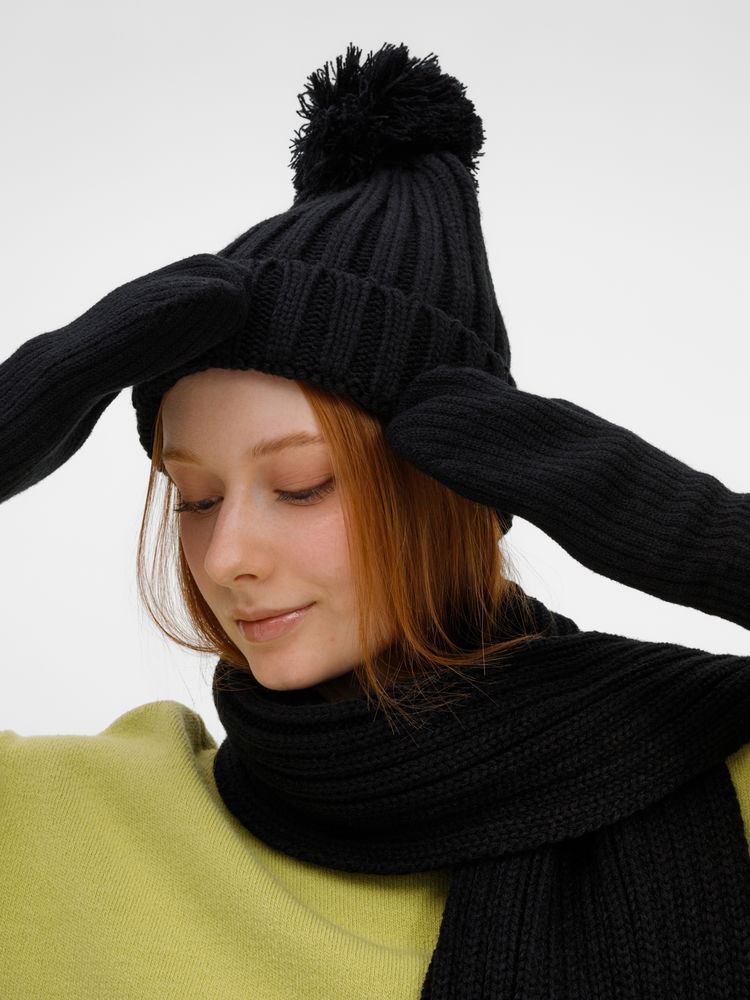 Шарф HappyGo, черный / Миниатюра WWW (1000)