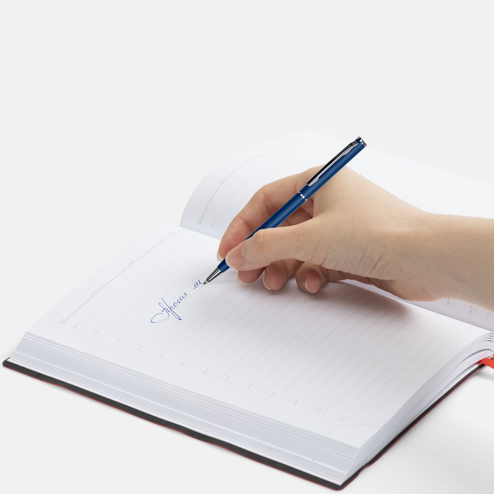 Ручка шариковая Hotel Chrome, ver.2, матовая синяя / Миниатюра WWW (1000)