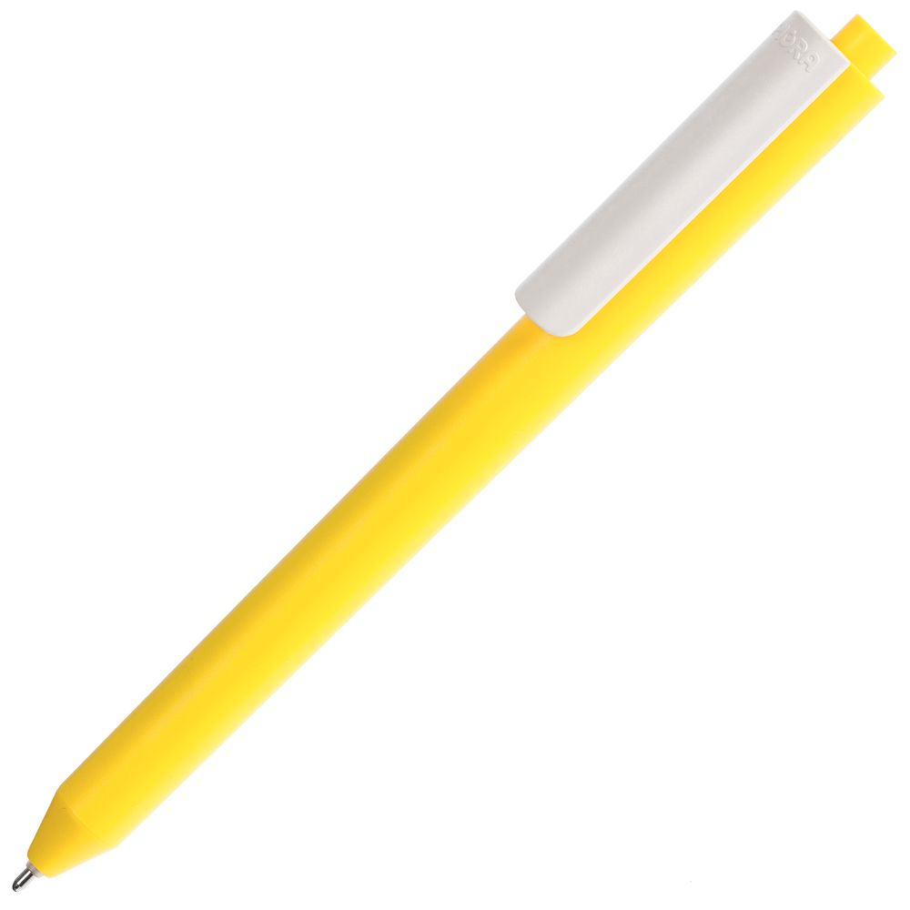 Ручка шариковая Pigra P03 Mat, желтая с белым / Миниатюра WWW (1000)