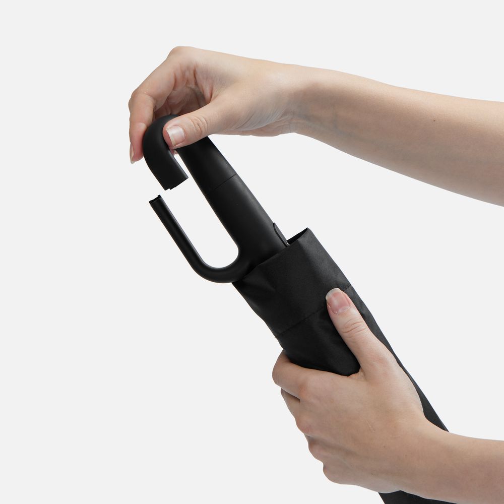 Зонт складной Skymate с УФ-защитой и ручкой-карабином, черный / Миниатюра WWW (1000)