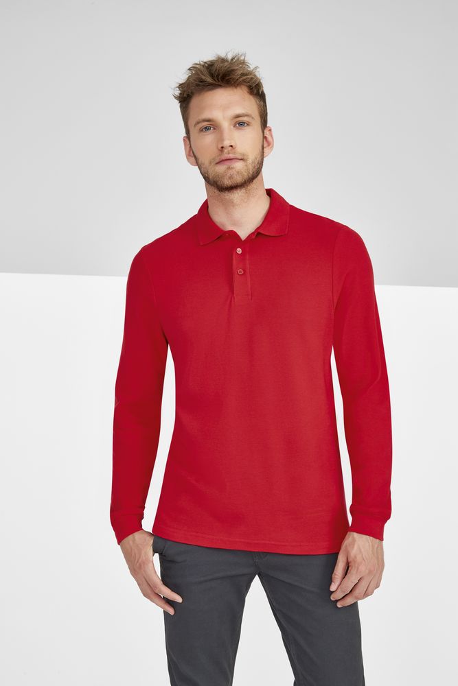 Рубашка поло мужская с длинным рукавом Winter II 210 красная / Миниатюра WWW (1000)