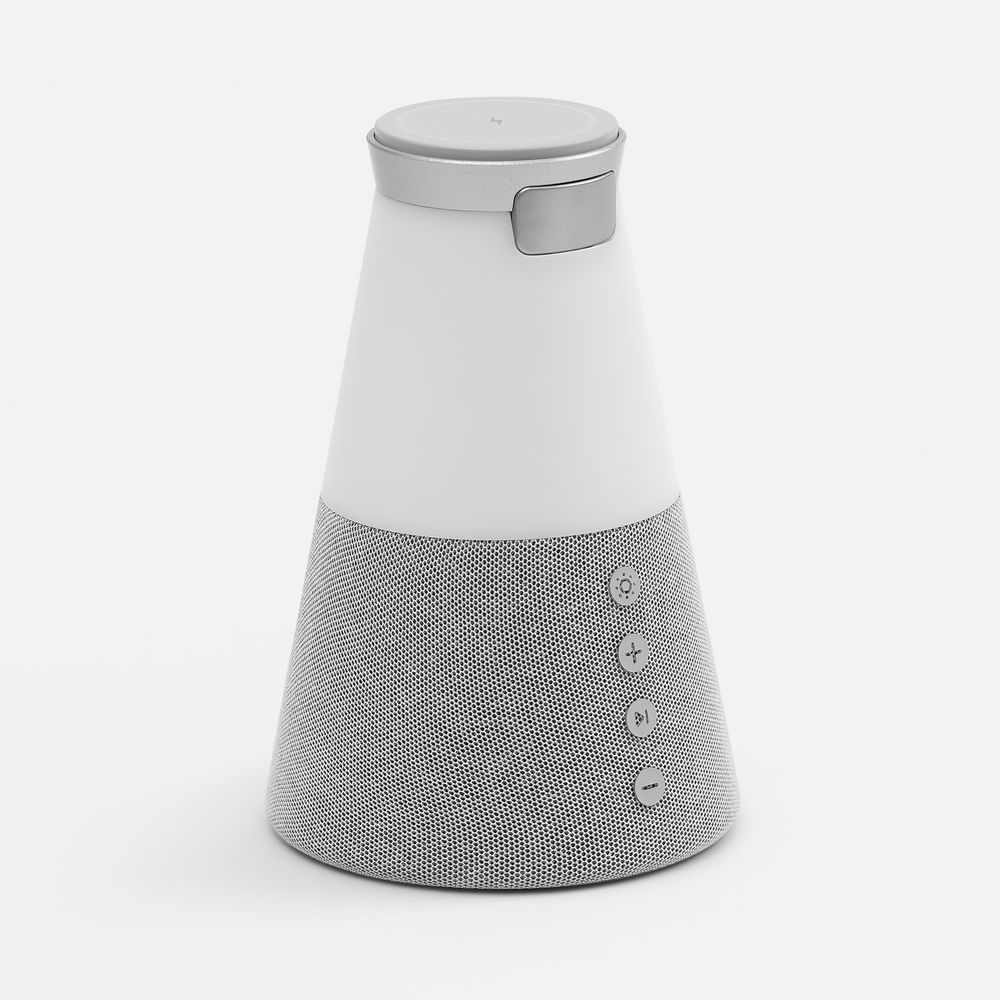 Bluetooth-колонка с беспроводной зарядкой и подсветкой Cone Sonance, серая / Миниатюра WWW (1000)