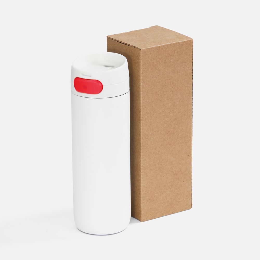 Термостакан X1 с цветной кнопкой, белый с красным / Миниатюра WWW (1000)