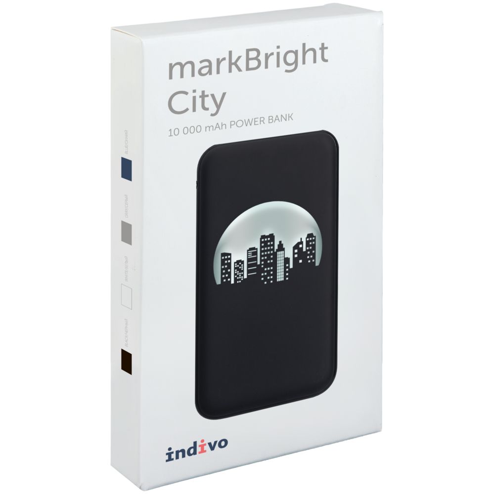 Аккумулятор с подсветкой markBright City, 10000 мАч, черный / Миниатюра WWW (1000)