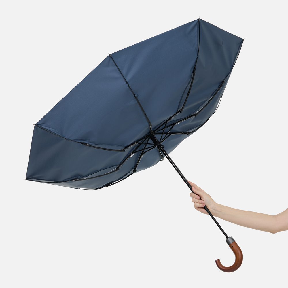 Зонт складной Classic, темно-синий с темной ручкой / Миниатюра WWW (1000)