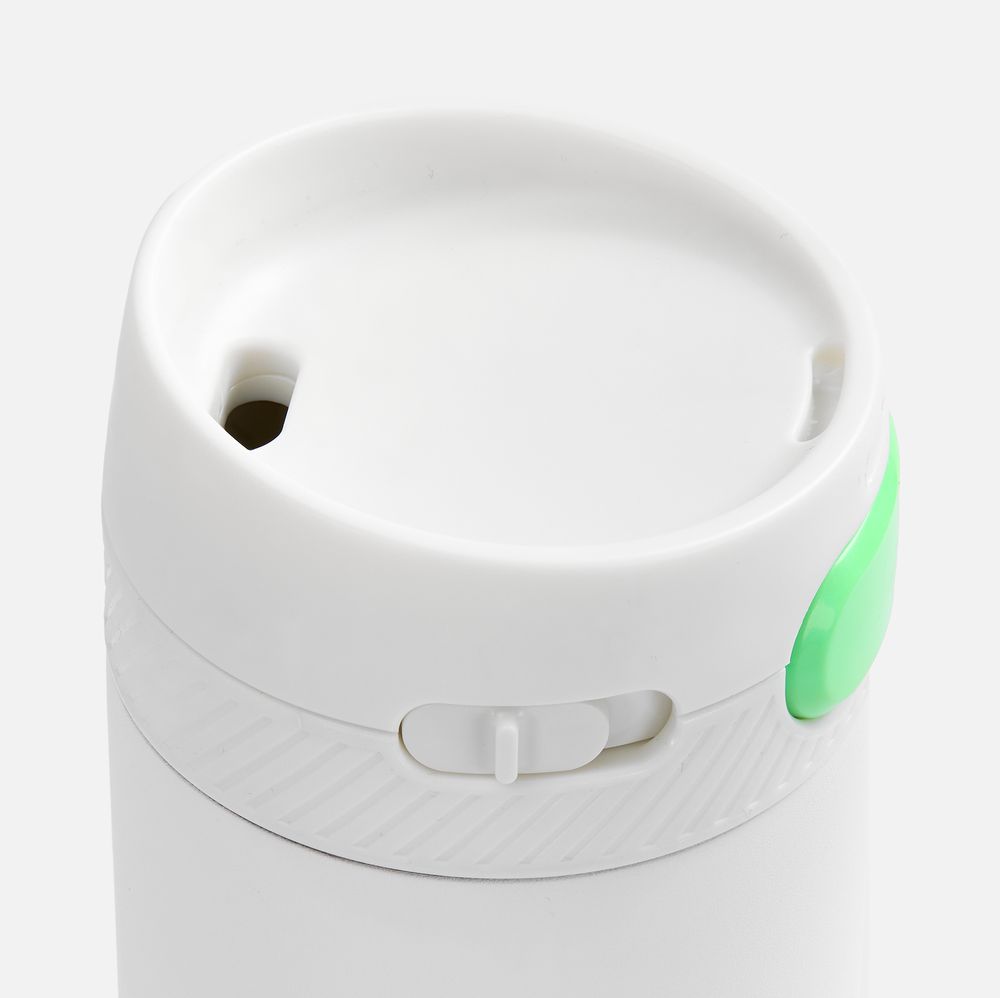 Термостакан X1 с цветной кнопкой, белый с зеленым / Миниатюра WWW (1000)