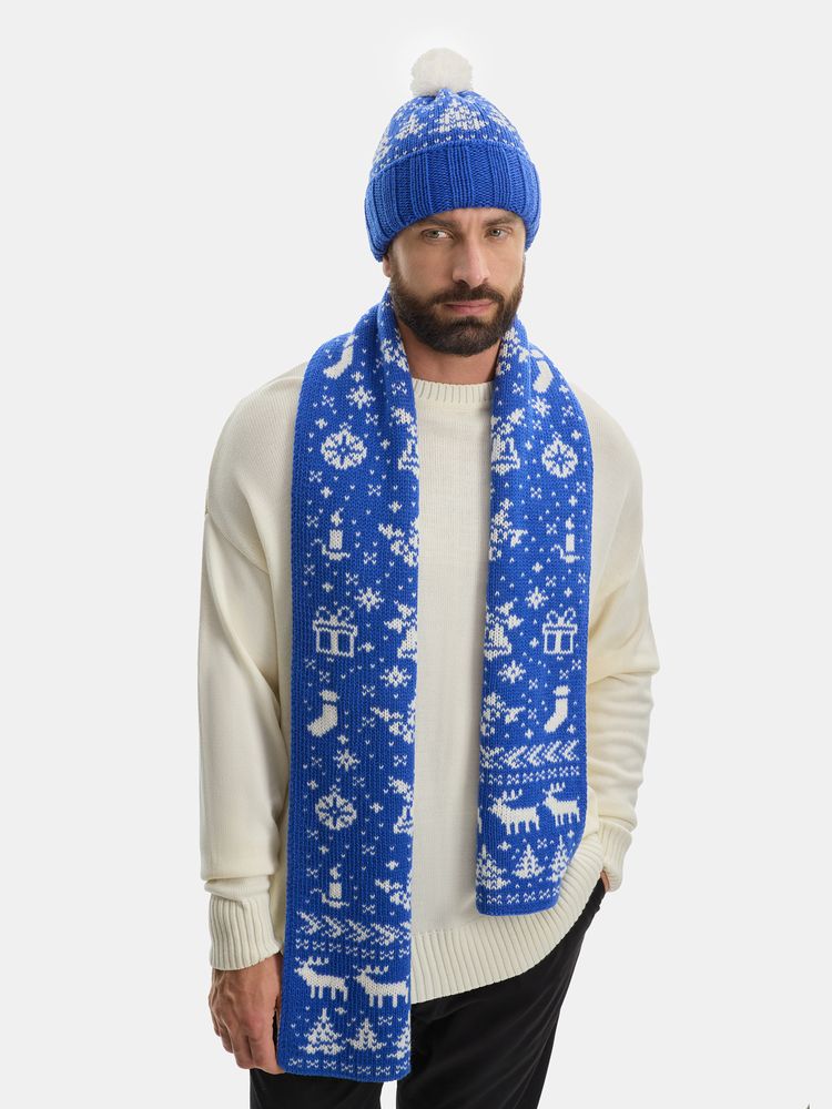 Шарф Holidale, синий с молочным / Миниатюра WWW (1000)