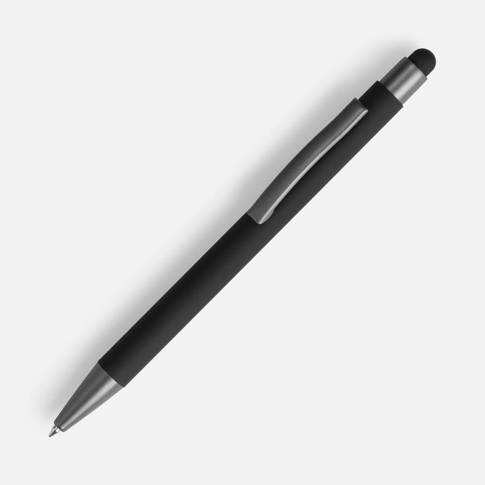 Ручка шариковая Atento Soft Touch Stylus со стилусом, черная / Миниатюра WWW (1000)
