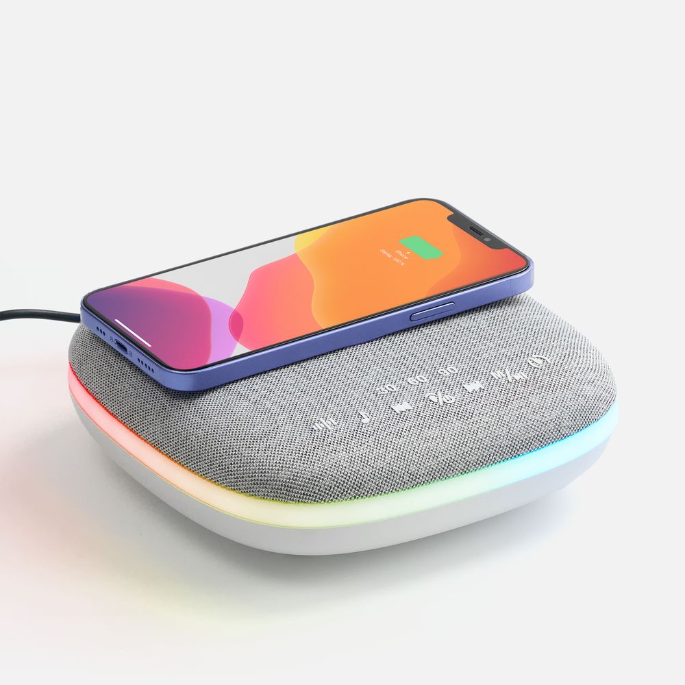 Bluetooth колонка с беспроводной зарядкой и подсветкой Terrafonic, серая / Миниатюра WWW (1000)