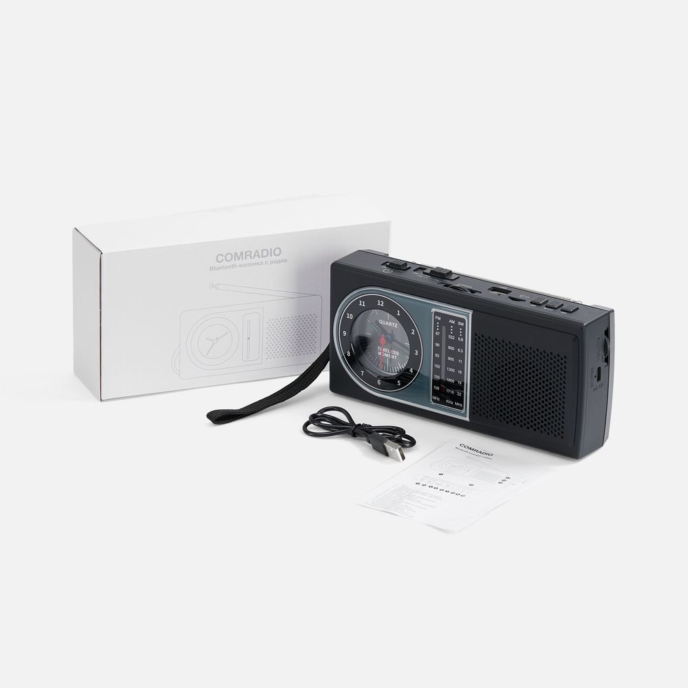 Bluetooth-колонка с радио Comradio, черная / Миниатюра WWW (1000)