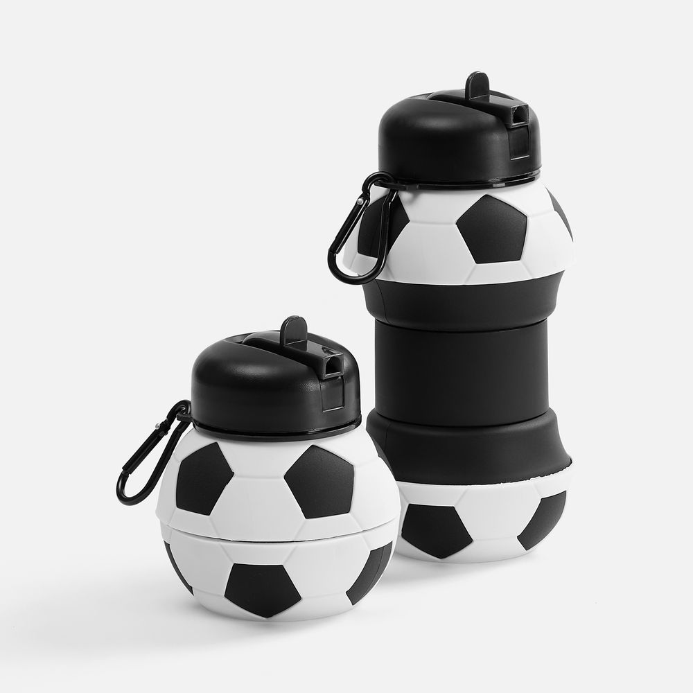 Складная бутылка для воды Football Flex, белая с черным / Миниатюра WWW (1000)