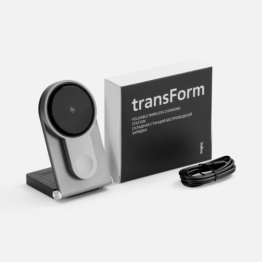 Складная станция беспроводной зарядки transForm, серый металлик / Миниатюра WWW (1000)