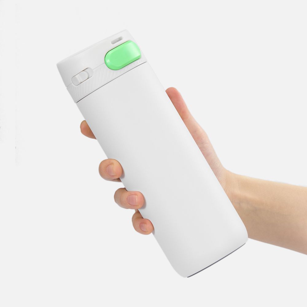 Термостакан X1 с цветной кнопкой, белый с зеленым / Миниатюра WWW (1000)