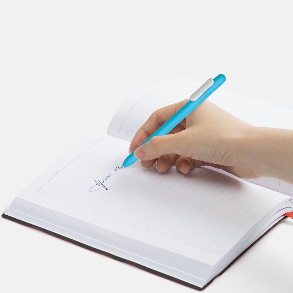 Ручка шариковая Slider Soft Touch, голубая с белым / Миниатюра WWW (1000)