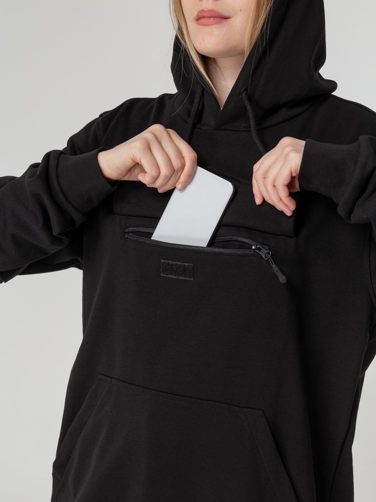 Худи унисекс с карманом на груди Chest Pocket, черное / Миниатюра WWW (1000)